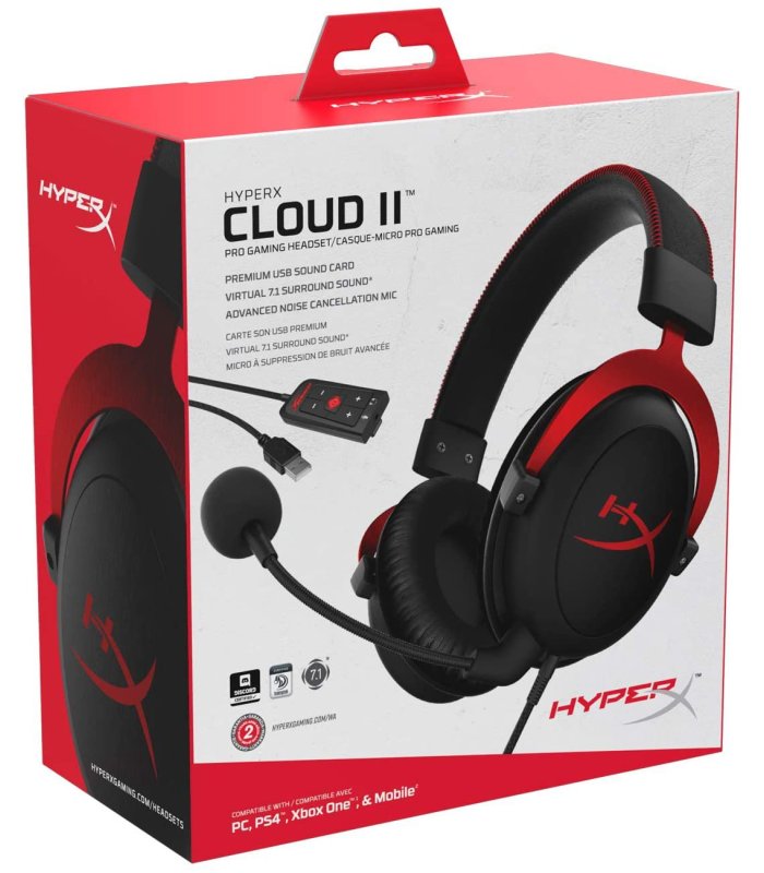 Ausinės KINGSTON HyperX Cloud II su mikrofonu PS4 / Xbox One / PC / Android