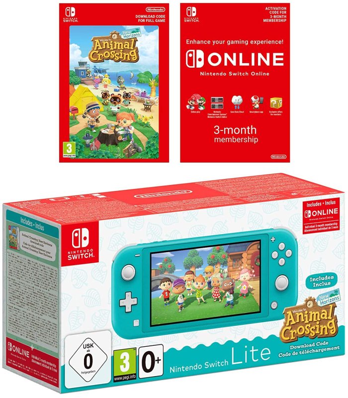 Nintendo Switch Lite Turquoise + Animal Crossing New Horizons + 3 month ONLINE