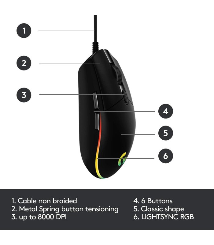 Logitech G203 LIGHTSYNC Gaming Mouse