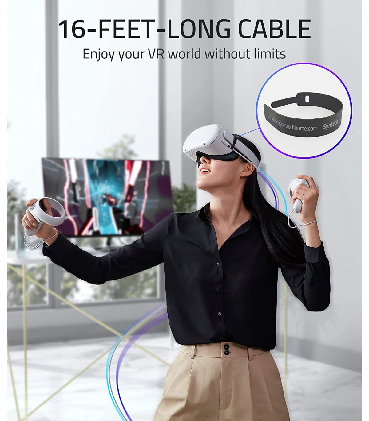 Купить Oculus Link провод 5M Syntech Type C USB 3.0 Oculus Quest / Quest 2 / PC Отличная цена