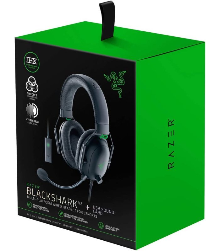 Pirkt Razer BlackShark V2 vadu austiņas ar USB skaņas karti personālajam datoram / PS4 / PS5 / Xbox One / S/X sērija Lieliska cena