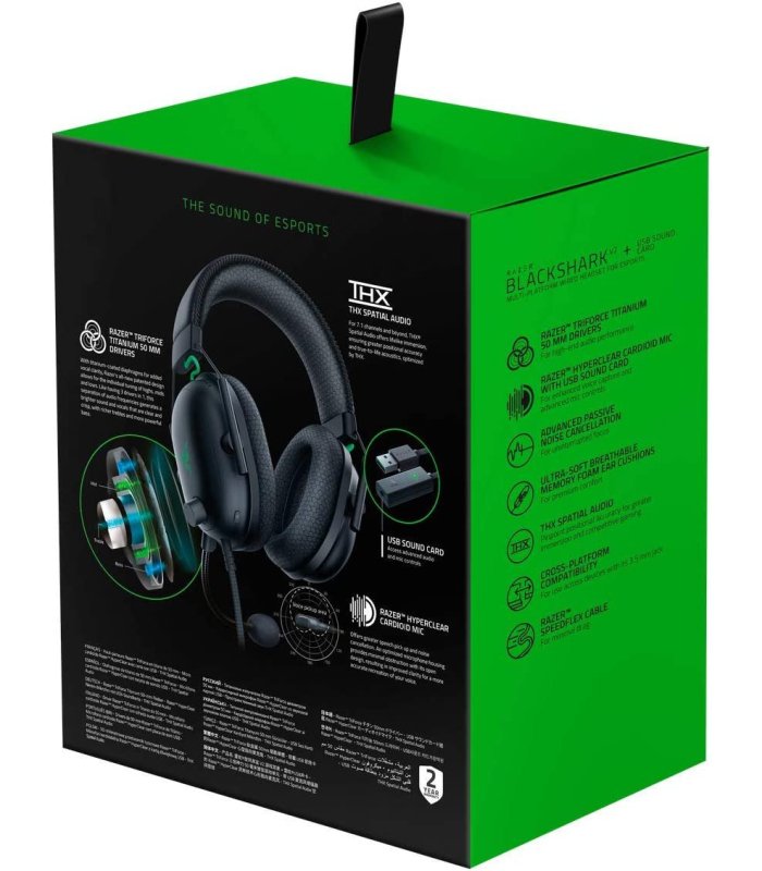 Pirkt Razer BlackShark V2 vadu austiņas ar USB skaņas karti personālajam datoram / PS4 / PS5 / Xbox One / S/X sērija Lieliska cena