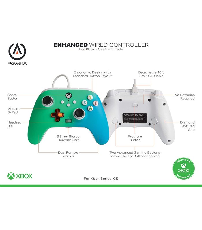 Pirkt Xbox vadu kontrolieris PowerA uzlabotais Seafoam Fade Xbox One / sērija X|S Lieliska cena