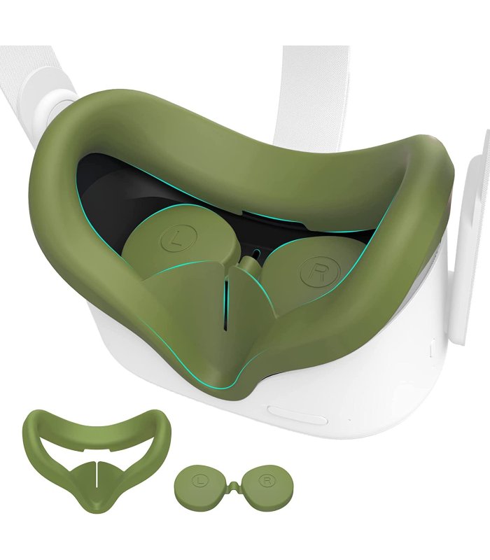 KIWI design Silicone Face Cover Pad with Lens Protection Oculus / Meta Quest 2 Olive