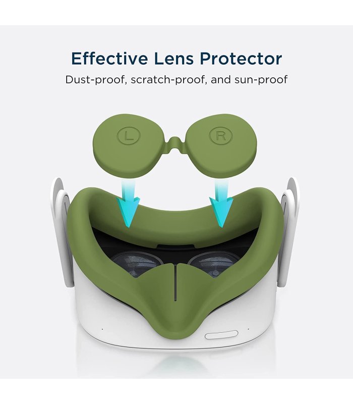 KIWI design silikoninė veido kaukė Oculus / Meta Quest 2 akiniams ir lęšių danga Olive
