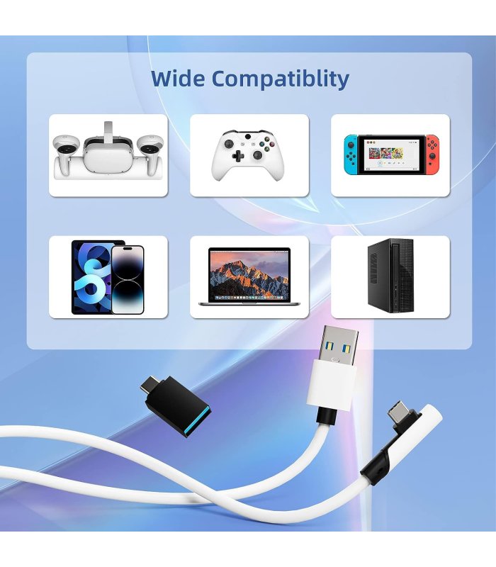 Cable Meta Quest / Pico Link 5 Gbps USB 3.0 GEN1 5m USB-A (+USB-C)/USB-C