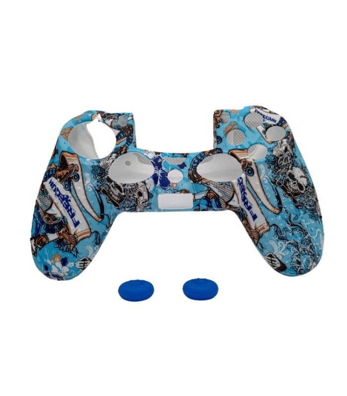 Silicone Protection Blue with Skulls for PS4 Controller