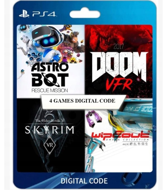 Astro Bot + Wipeout + Skyrim + Doom VFR PSVR Код PS4