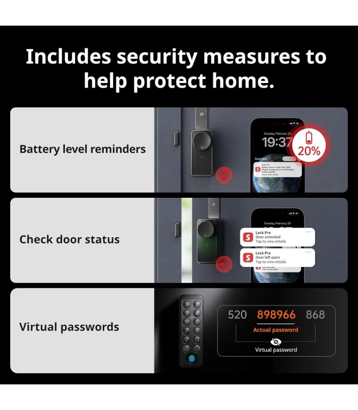 SwitchBot WiFi Smart Lock Pro ar pirkstu nospiedumu