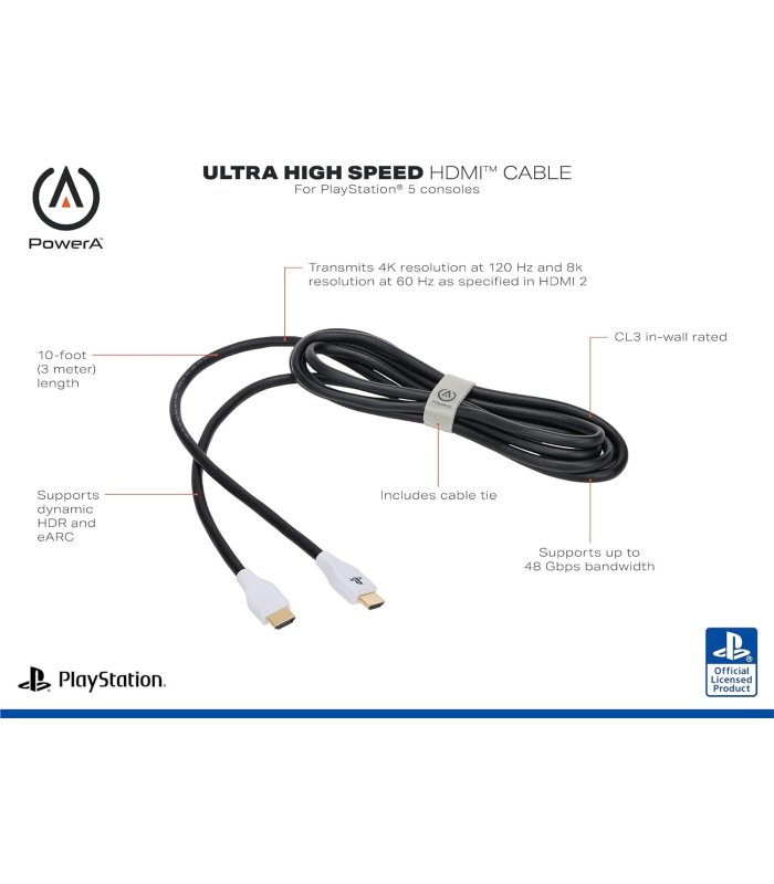 HDMI laidas 3m PowerA 8K Ultra High Speed PlayStation 5