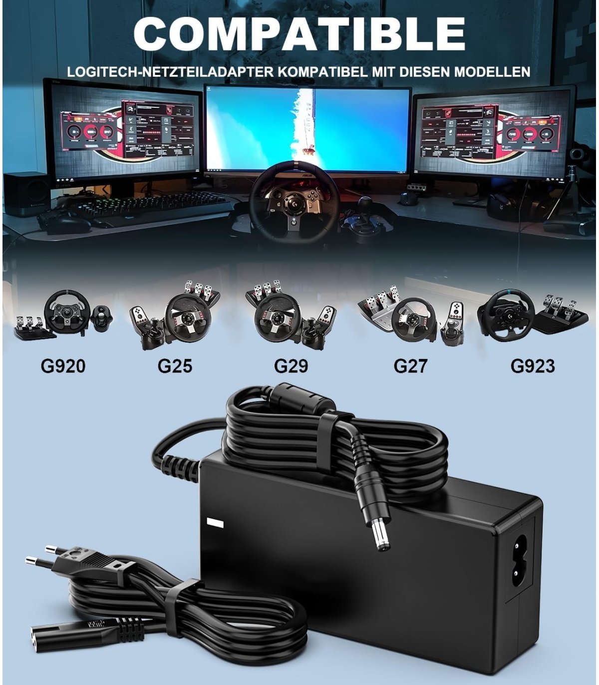 Pirkt Barošanas avots 24 V lādētājs Logitech G29 G27 G25 G923 G920 G940 Lieliska cena