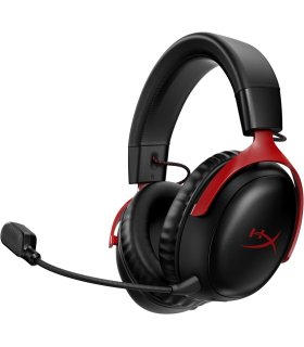 Spēļu austiņas bezvadu, 2.4GHz Wifi HyperX Cloud III melnas/sarkanas PC / PS4 / PS5 / Nintendo Switch