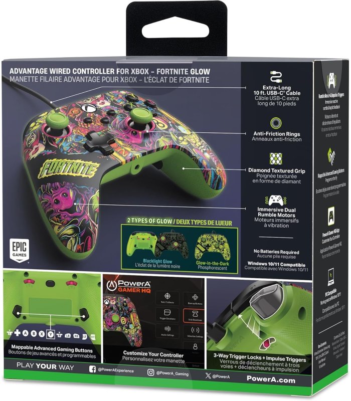 Купить Wired Controller PowerA Advanced Fortnite Glow XBOX One / Xbox Series Отличная цена