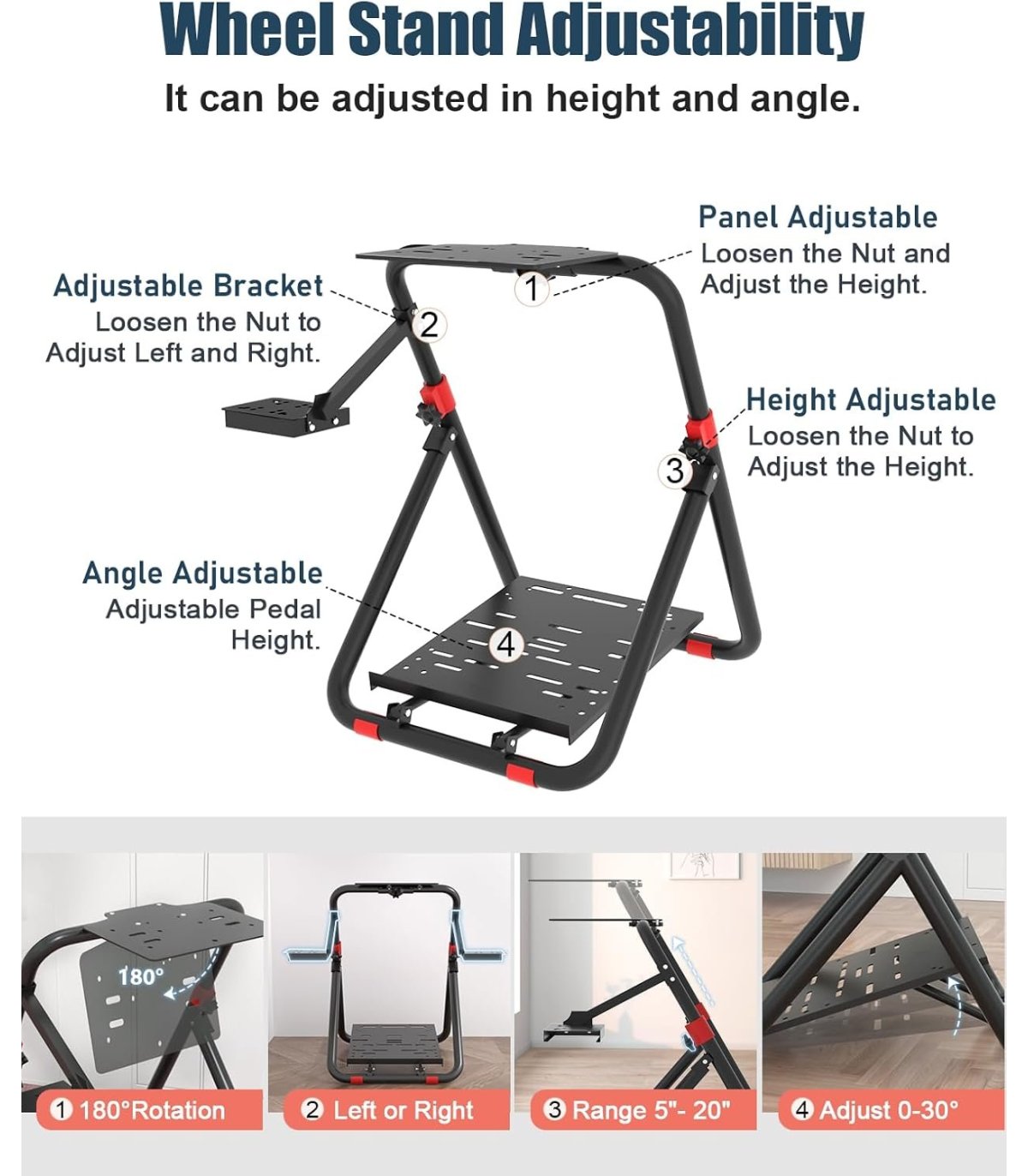 Buy Adjustable Racing Wheel Stand, compatible with Logitech G29/G923/G920 and Thrustmaster T300/T248 for Great Price
