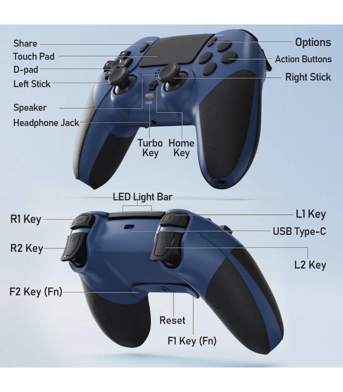 Buy CHEREEKI PS4 Wireless Controller Black / Blue for Great Price