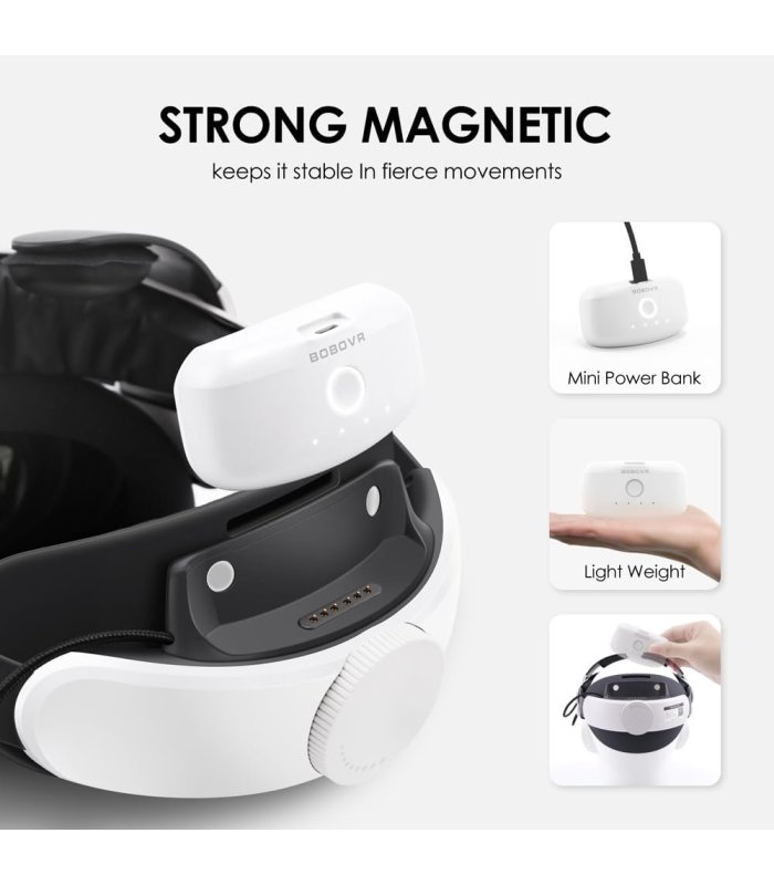 Pirkt BOBOVR M3 Pro galvas siksna, kas ir saderīga ar Meta Quest 3/3S magnētisko 5200mAh akumulatoru Lieliska cena