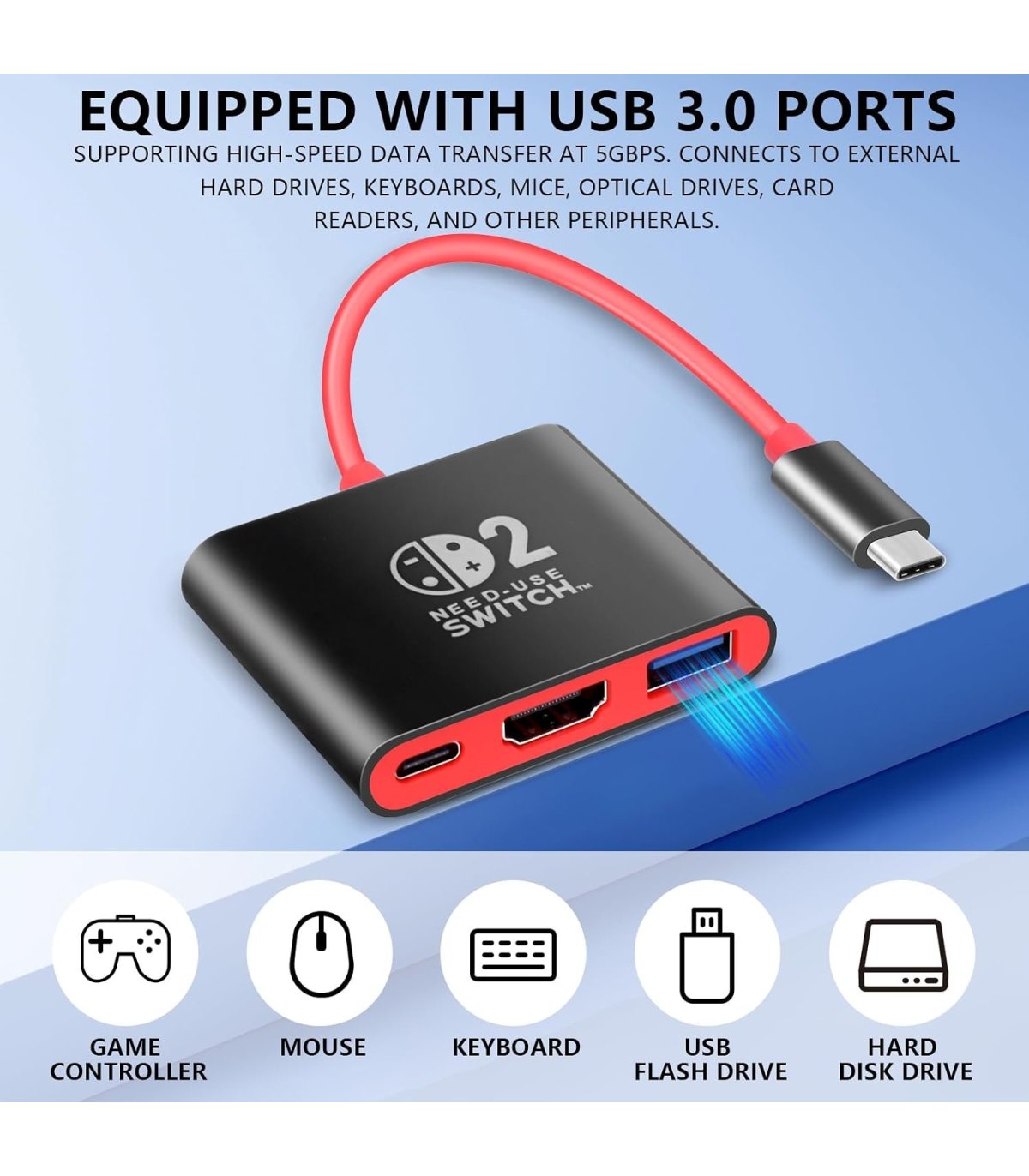 Buy 3-in-1 USB-C adapteris Nintendo Switch 2 / OLED / Switch 4K HDMI, USB 3.0, PD 100W, juodas for Great Price
