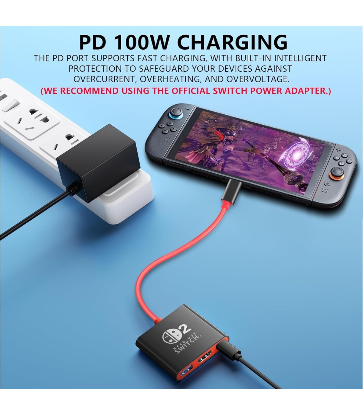 Buy 3-in-1 USB-C adapteris Nintendo Switch 2 / OLED / Switch 4K HDMI, USB 3.0, PD 100W, juodas for Great Price