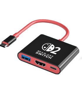 3-in-1 USB-C adapteris Nintendo Switch 2 / OLED / Switch 4K HDMI, USB 3.0, PD 100W, juodas