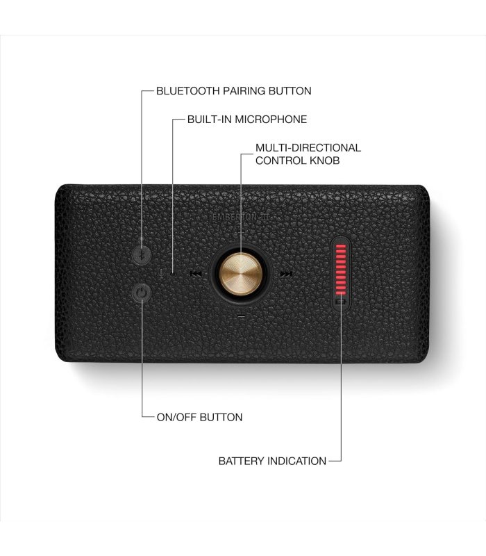 Buy Marshall Emberton III Bluetooth Wireless Speaker Black and Brass for Great Price