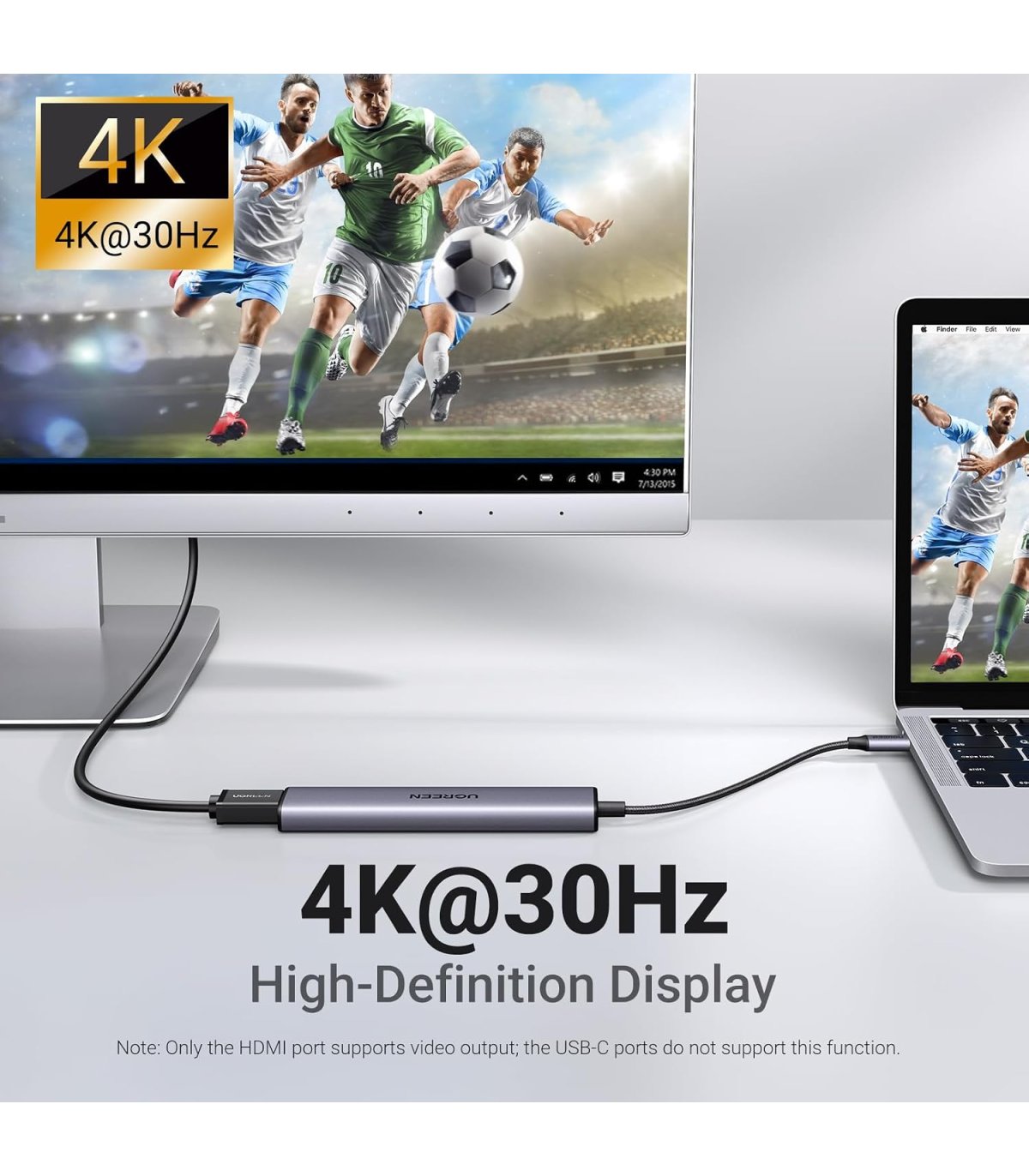 Pirkt UGREEN Revodok USB-C hubs, 5Gbps, 4K HDMI, PD 100W, 3x USB-A Lieliska cena