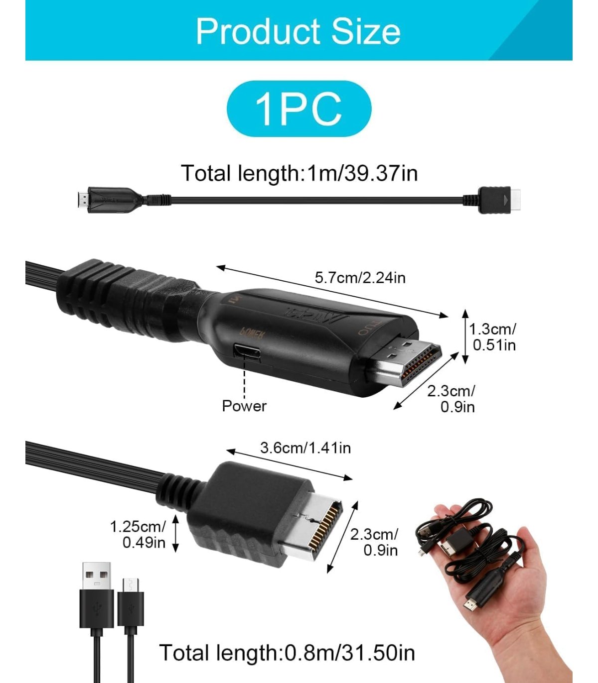 Купить KeyQueen PS1/PS2 в HDMI адаптер 1080P черный Отличная цена